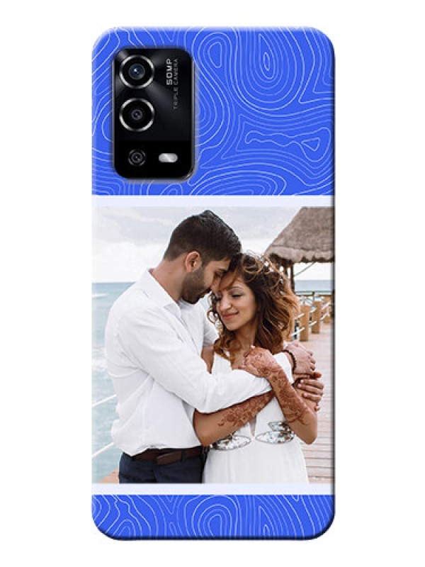 Custom Oppo A55 Mobile Back Covers: Curved line art with blue and white Design