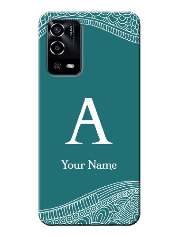 Custom Oppo A55 Mobile Back Covers: line art pattern with custom name Design