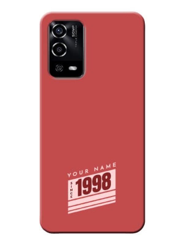 Custom Oppo A55 Phone Back Covers: Red custom year of birth Design