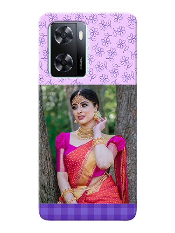 Custom Oppo A57 2022 Mobile Cases: Purple Floral Design