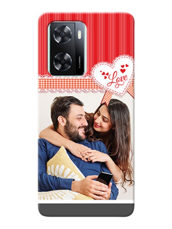 Custom Oppo A57 2022 phone cases online: Red Love Pattern Design