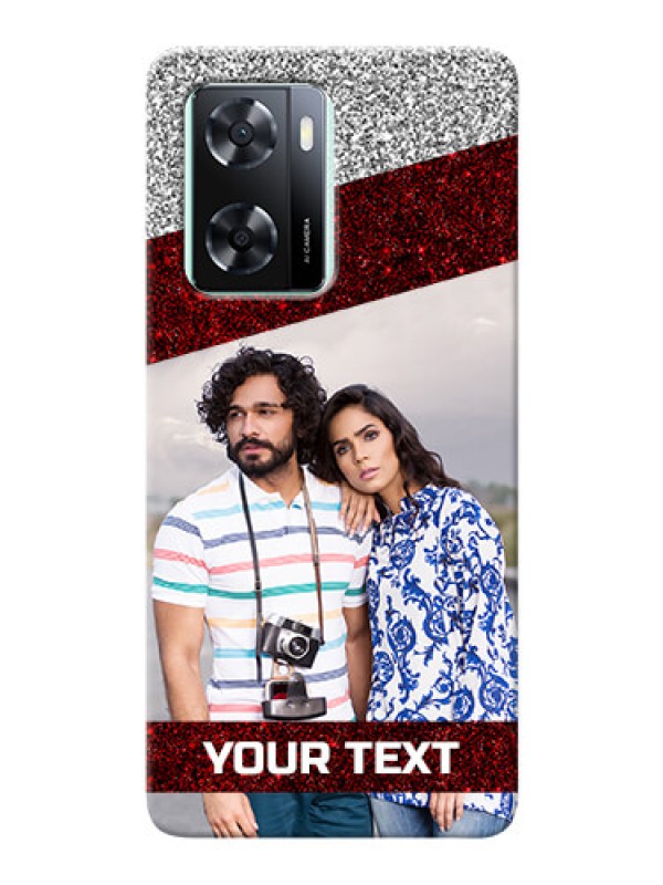 Custom Oppo A57 2022 Mobile Cases: Image Holder with Glitter Strip Design