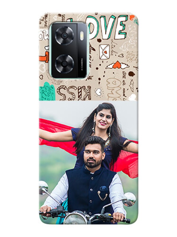 Custom Oppo A57 2022 Personalised mobile covers: Love Doodle Pattern 