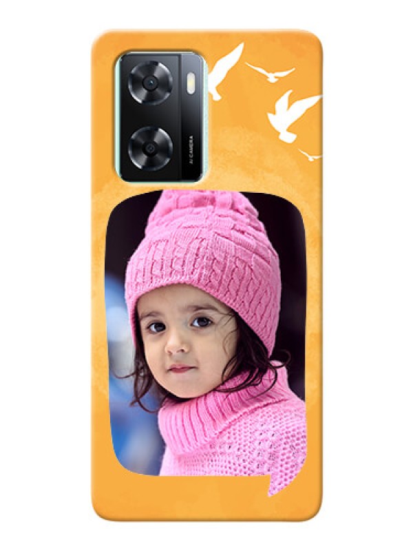 Custom Oppo A57 2022 Phone Covers: Water Color Design with Bird Icons