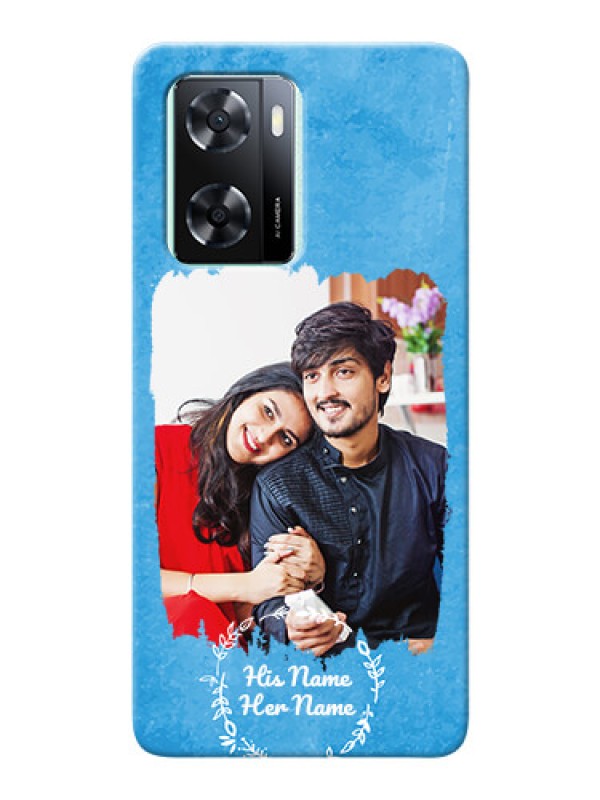 Custom Oppo A57 2022 custom mobile cases: Blue Color Vintage Design