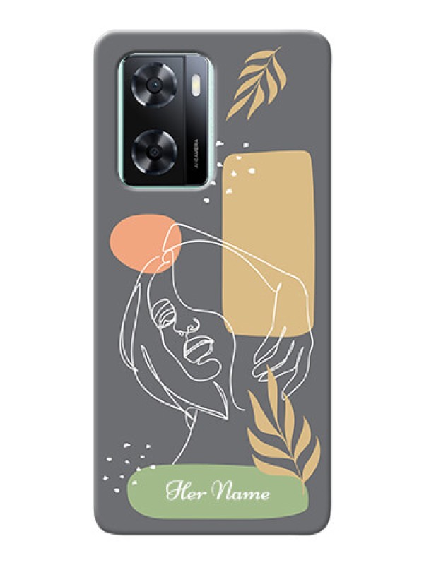 Custom Oppo A57 2022 Phone Back Covers: Gazing Woman line art Design