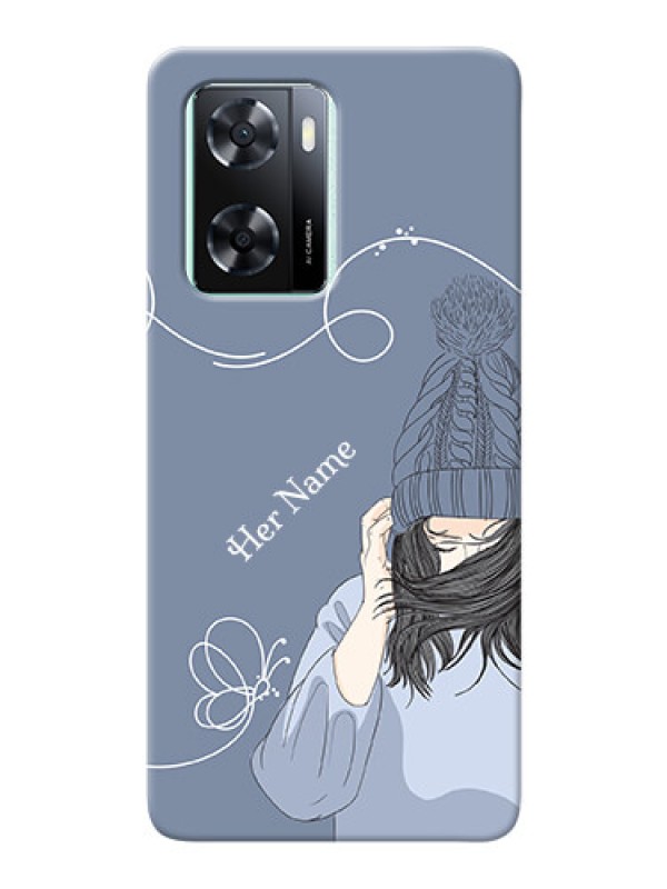 Custom Oppo A57 2022 Custom Mobile Case with Girl in winter outfit Design