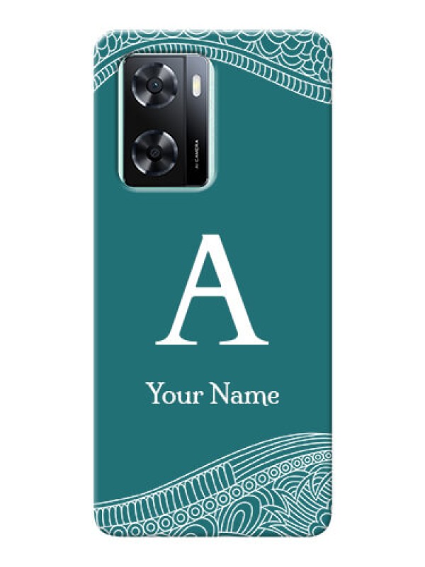 Custom Oppo A57 2022 Mobile Back Covers: line art pattern with custom name Design