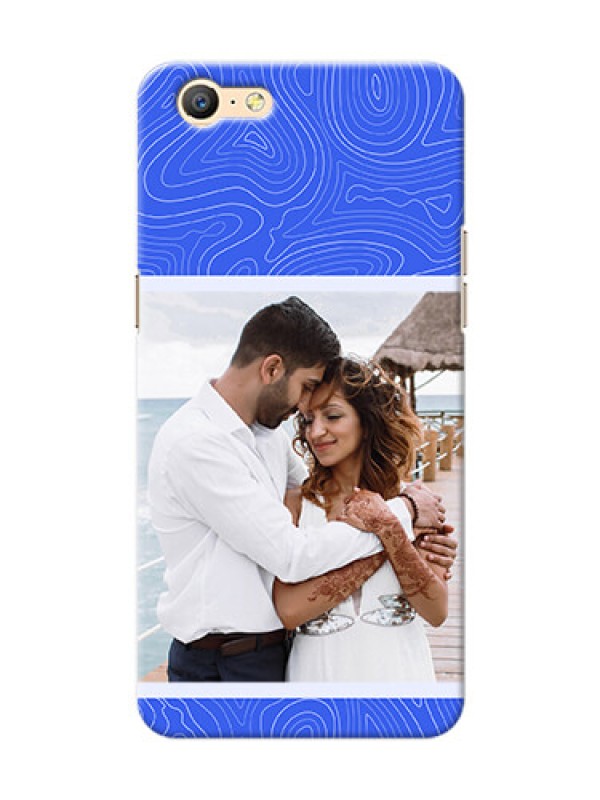 Custom Oppo A57 Mobile Back Covers: Curved line art with blue and white Design
