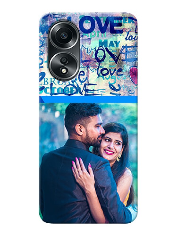 Custom Oppo A58 Mobile Covers Online: Colorful Love Design