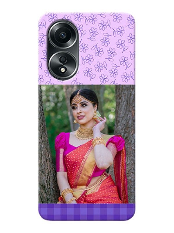 Custom Oppo A58 Mobile Cases: Purple Floral Design