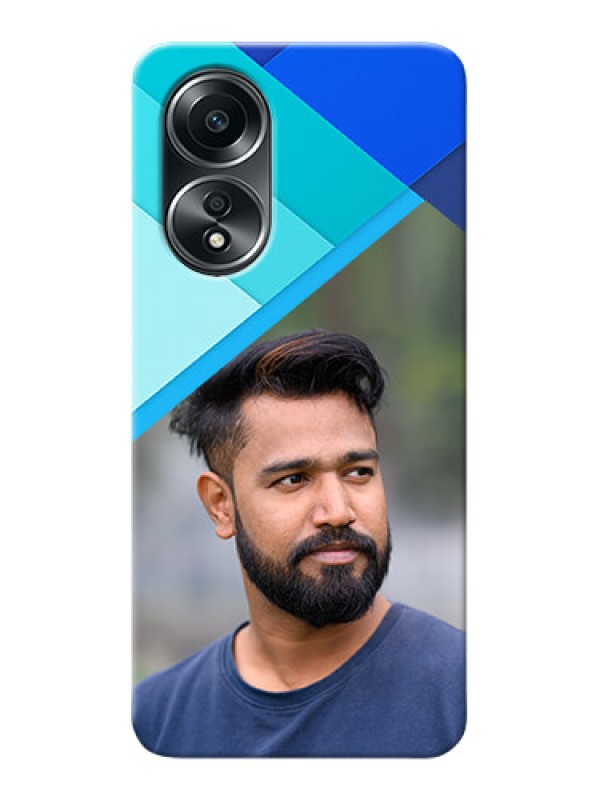 Custom Oppo A58 Phone Cases Online: Blue Abstract Cover Design