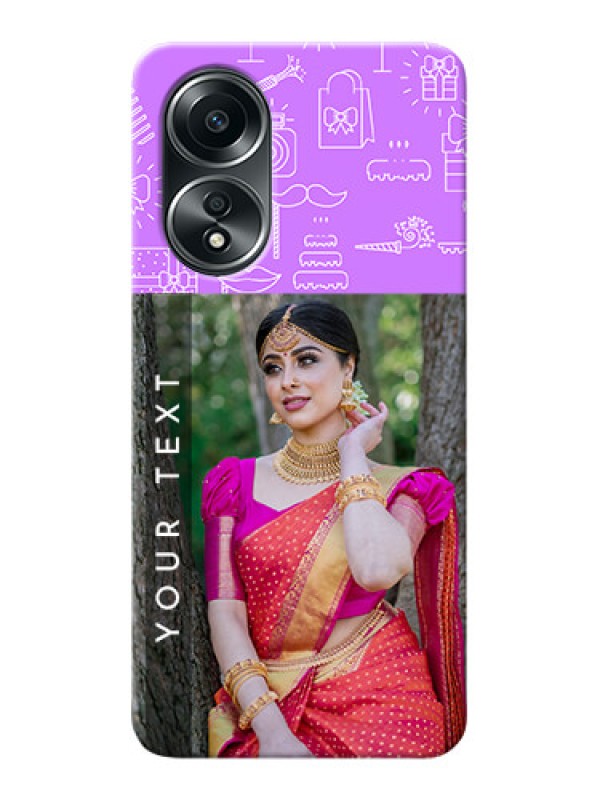 Custom Oppo A58 Personalized Phone Cases: Birthday Icons Design