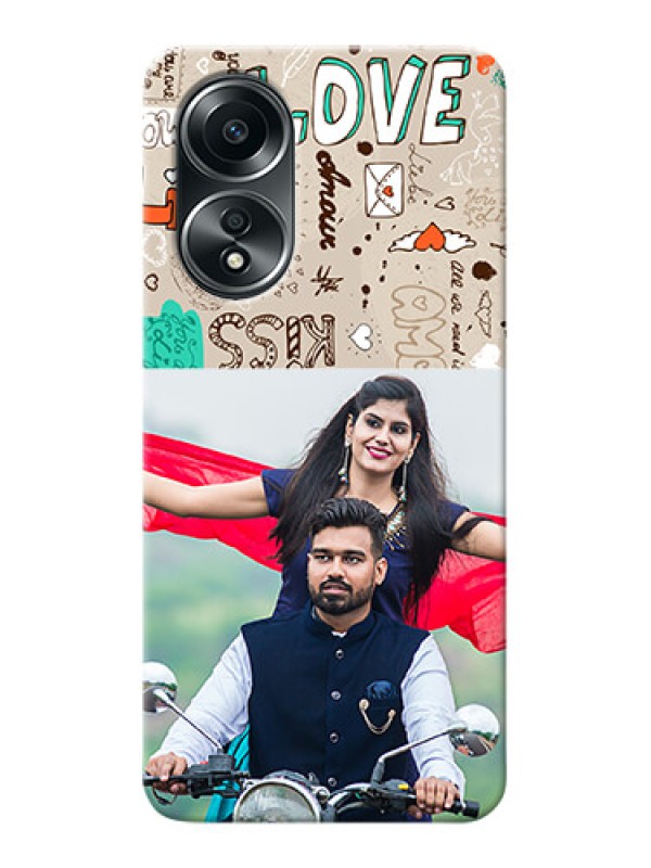 Custom Oppo A58 Personalised mobile covers: Love Doodle Pattern