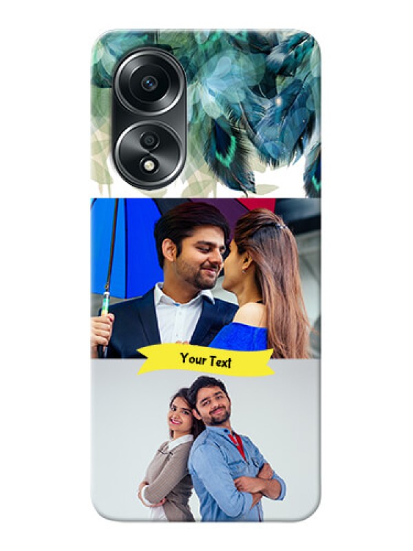 Custom Oppo A58 Phone Cases: Image with Boho Peacock Feather Design