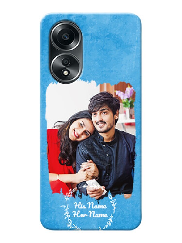 Custom Oppo A58 custom mobile cases: Blue Color Vintage Design