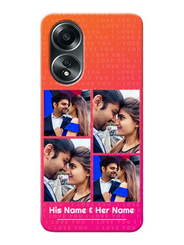 Custom Oppo A58 custom back covers: I Love You Pink Design