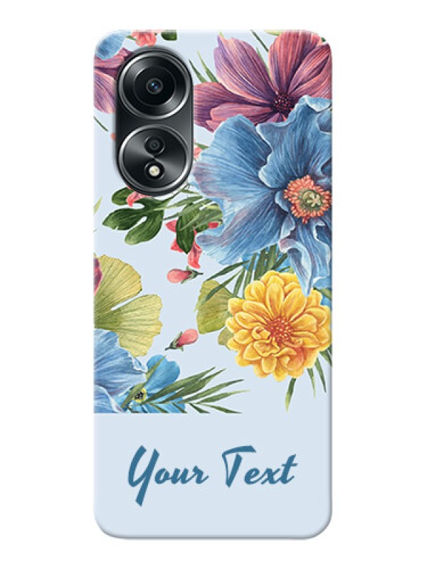 Custom Oppo A58 Custom Mobile Case with Stunning Watercolored Flowers Painting Design