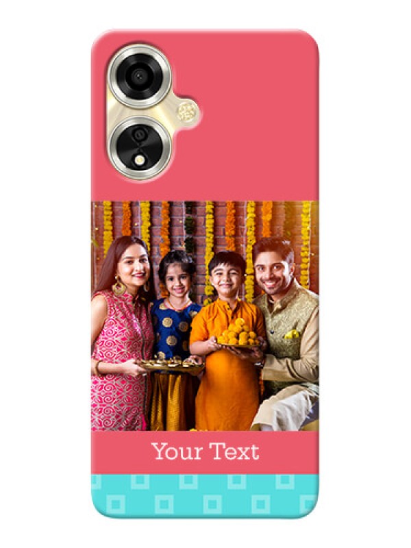 Custom Oppo A59 5G Mobile Back Covers: Peach And Blue Color Design