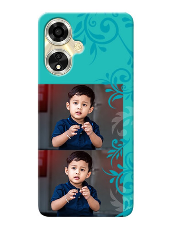 Custom Oppo A59 5G Mobile Cases with Photo and Green Floral Design