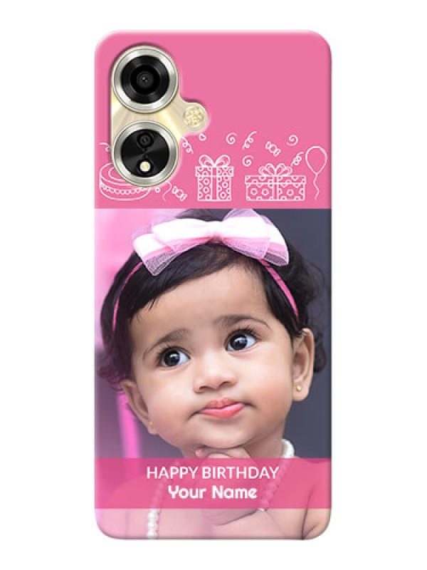 Custom Oppo A59 5G Custom Mobile Cover with Birthday Line Art Design