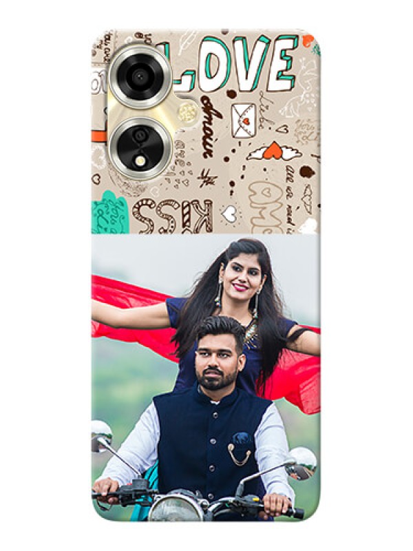 Custom Oppo A59 5G Personalised mobile covers: Love Doodle Pattern
