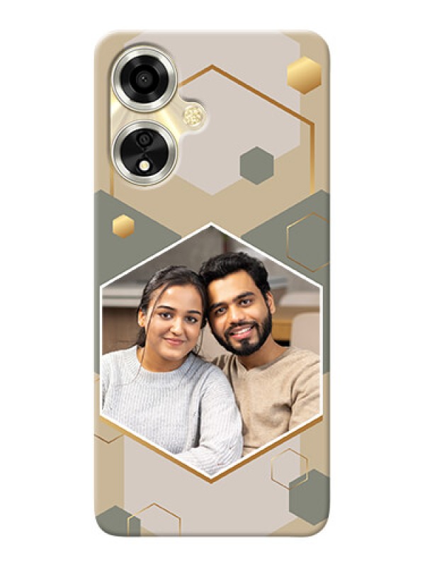 Custom Oppo A59 5G Photo Printing on Case with Stylish Hexagon Pattern Design