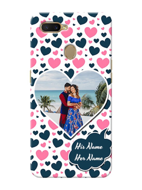Custom Oppo A5s Mobile Covers Online: Pink & Blue Heart Design