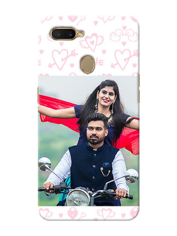 Custom Oppo A5s personalized phone covers: Pink Flying Heart Design