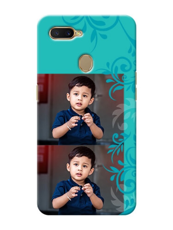 Custom Oppo A5s Mobile Cases with Photo and Green Floral Design 
