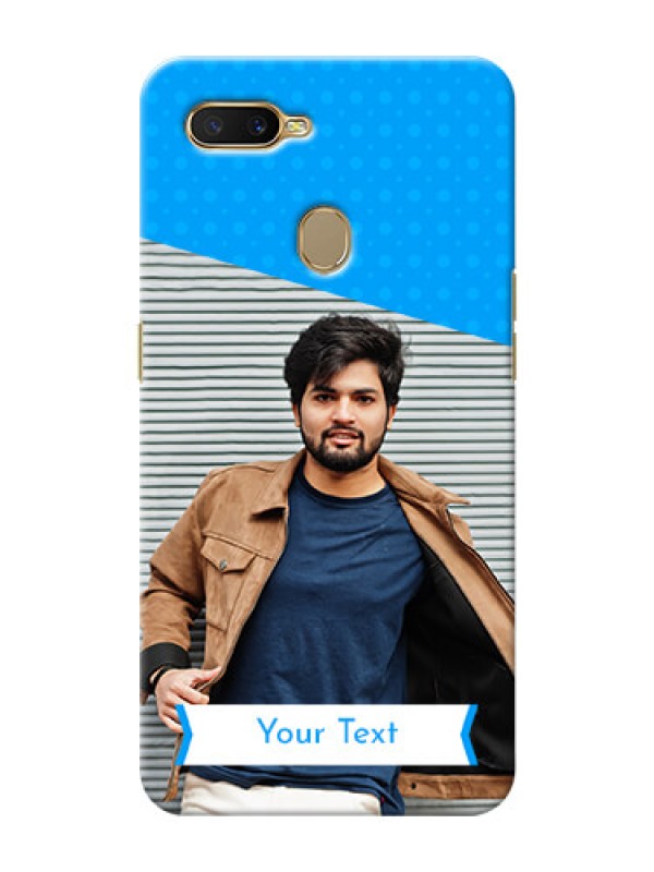 Custom Oppo A7 Personalized Mobile Covers: Simple Blue Color Design