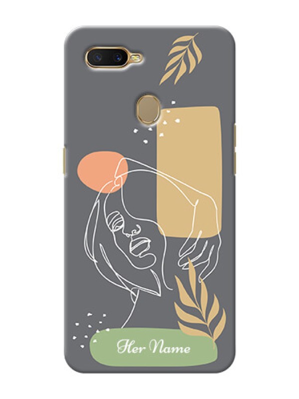 Custom Oppo A7 Phone Back Covers: Gazing Woman line art Design