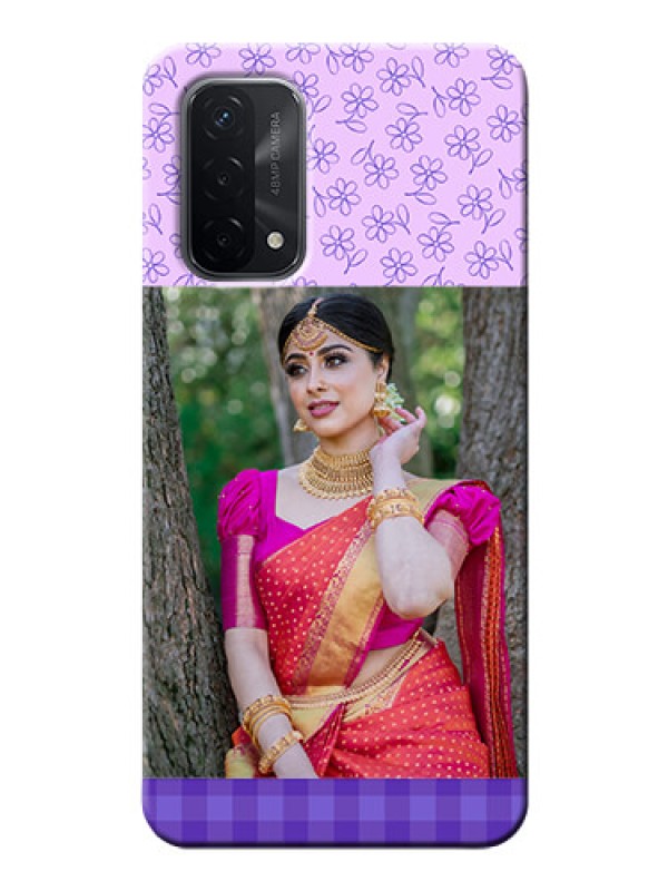 Custom Oppo A74 5G Mobile Cases: Purple Floral Design