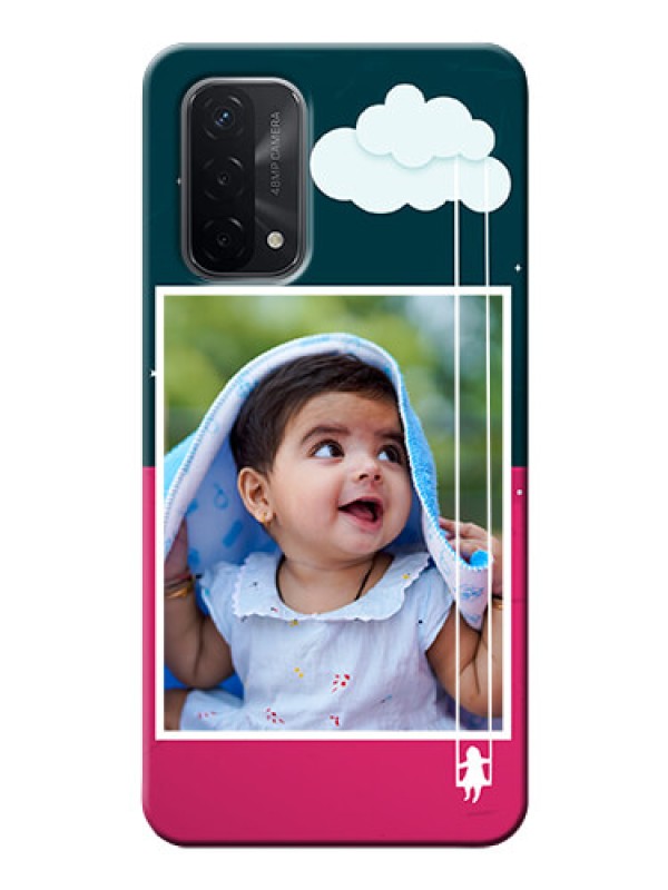 Custom Oppo A74 5G custom phone covers: Cute Girl with Cloud Design