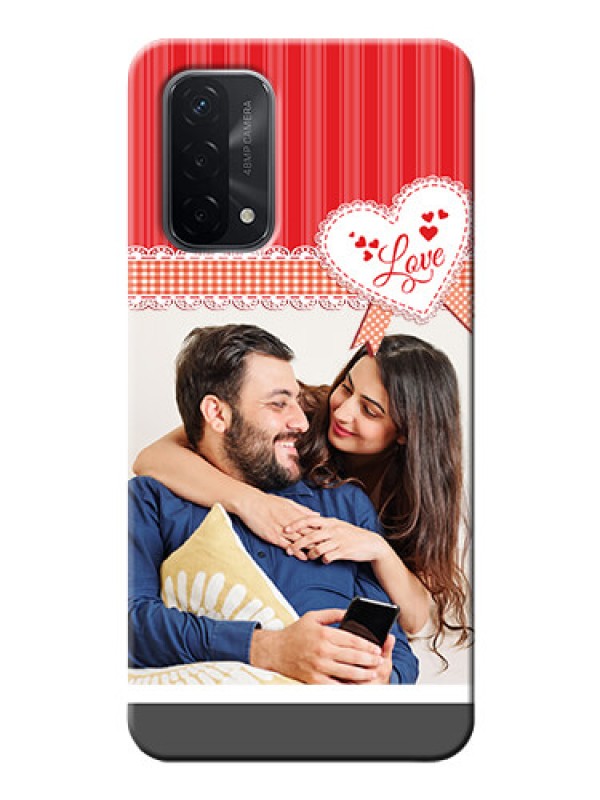 Custom Oppo A74 5G phone cases online: Red Love Pattern Design