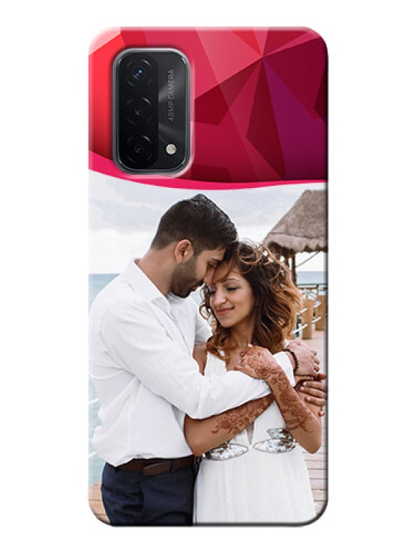 Custom Oppo A74 5G custom mobile back covers: Red Abstract Design