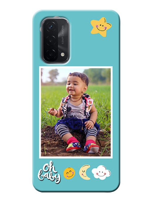 Custom Oppo A74 5G Personalised Phone Cases: Smiley Kids Stars Design