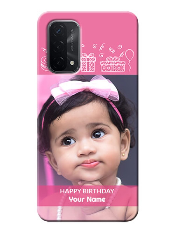 Custom Oppo A74 5G Custom Mobile Cover with Birthday Line Art Design