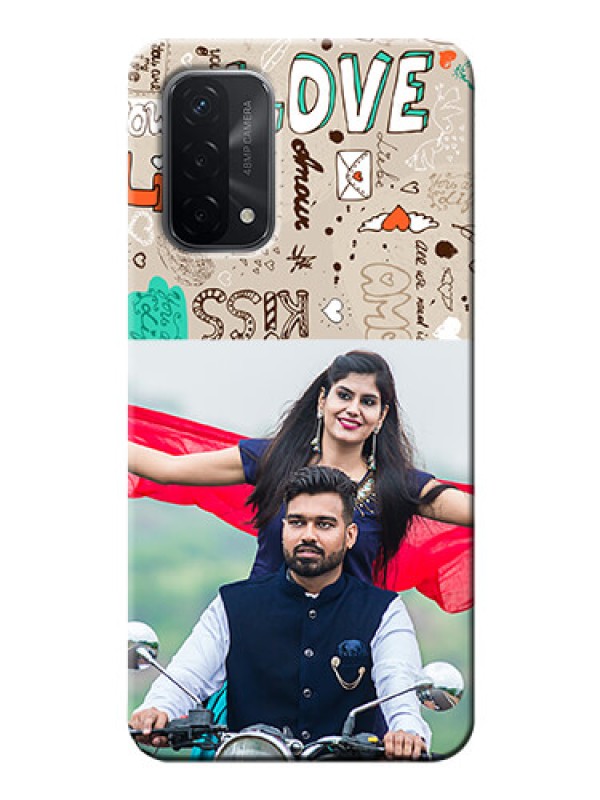 Custom Oppo A74 5G Personalised mobile covers: Love Doodle Pattern 