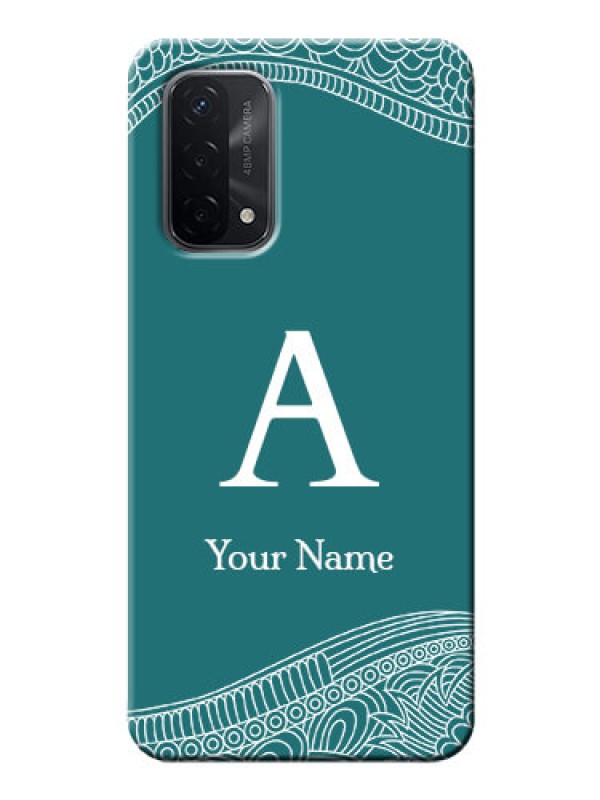 Custom Oppo A74 5G Mobile Back Covers: line art pattern with custom name Design