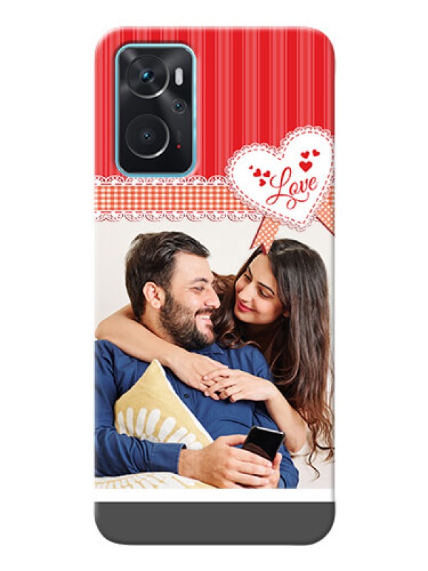 Custom Oppo A76 phone cases online: Red Love Pattern Design