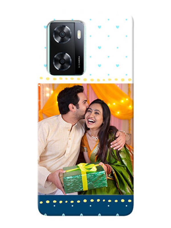 Custom Oppo A77s Phone Covers: White and Blue Abstract Design