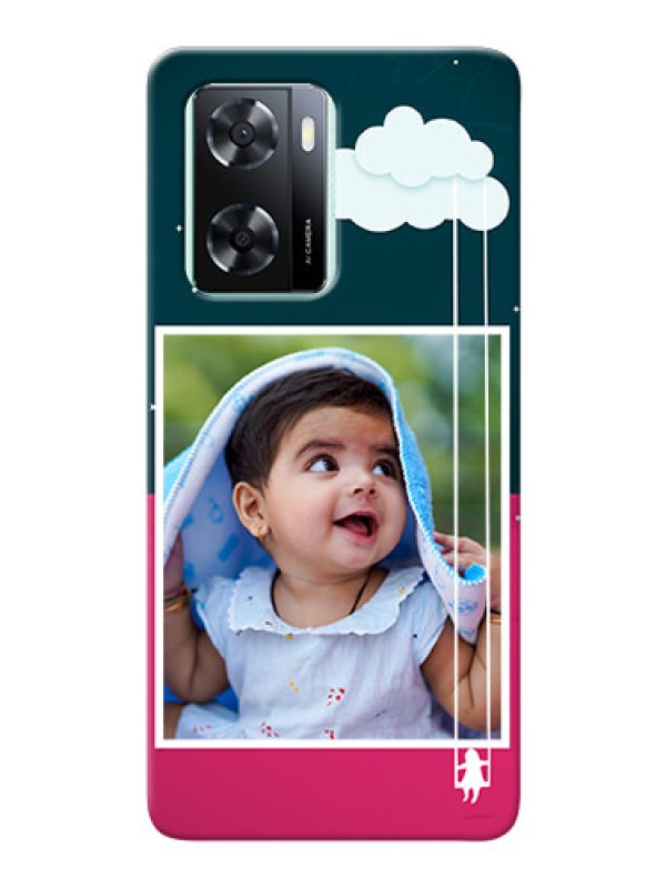 Custom Oppo A77s custom phone covers: Cute Girl with Cloud Design