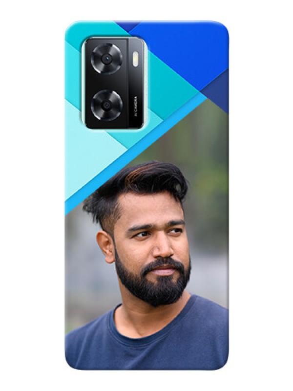 Custom Oppo A77s Phone Cases Online: Blue Abstract Cover Design