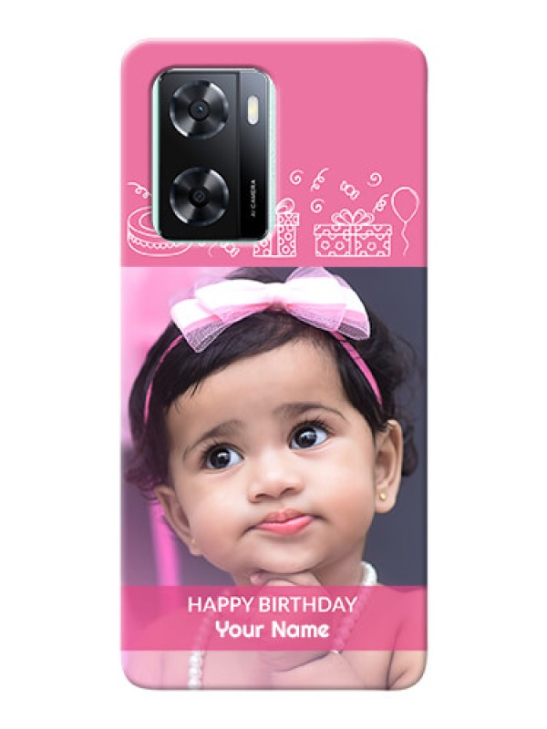 Custom Oppo A77s Custom Mobile Cover with Birthday Line Art Design