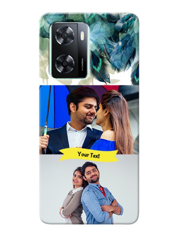 Custom Oppo A77s Phone Cases: Image with Boho Peacock Feather Design