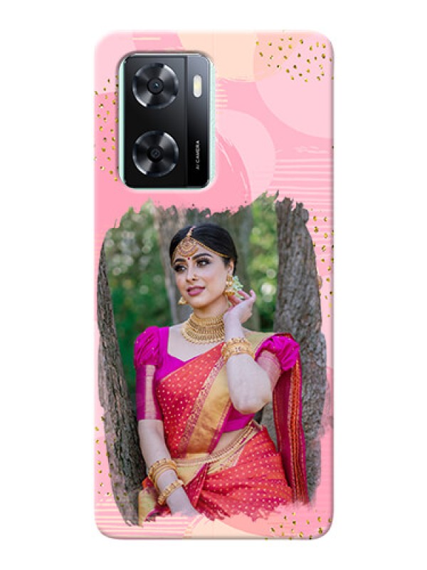 Custom Oppo A77s Phone Covers for Girls: Gold Glitter Splash Design