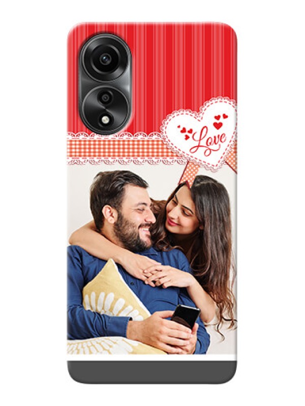 Custom Oppo A78 4G phone cases online: Red Love Pattern Design