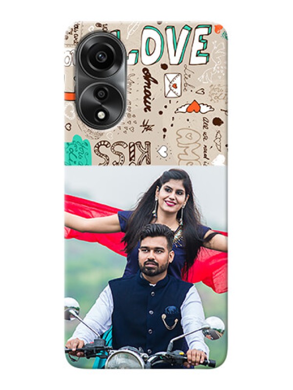 Custom Oppo A78 4G Personalised mobile covers: Love Doodle Pattern