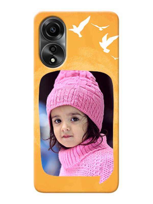 Custom Oppo A78 4G Phone Covers: Water Color Design with Bird Icons